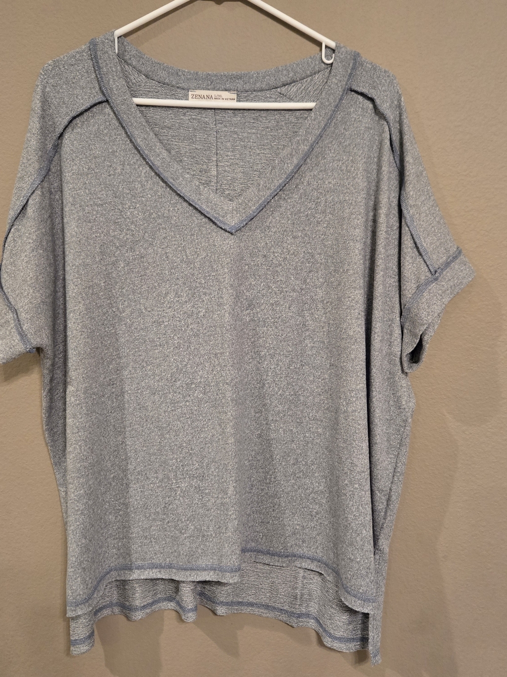 Zenana Sage Hachi Knit Oversized V-Neck Top L/XL